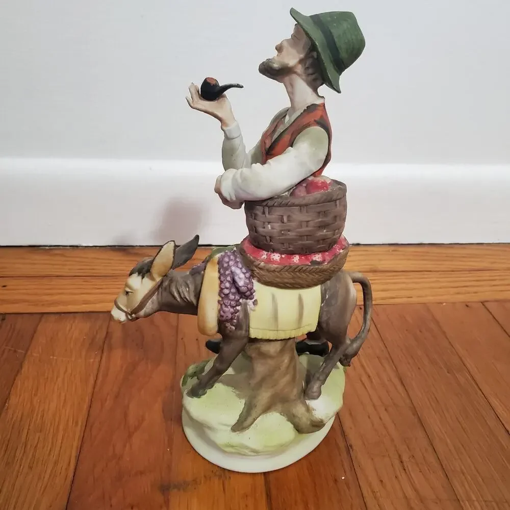 Vintage Ceramic Man & Donkey Figurine 11